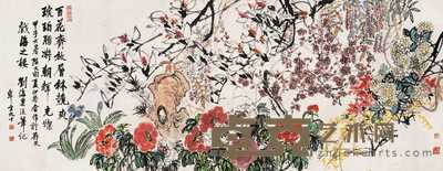 陈大羽 夏伊乔 刘海粟等 1984年作 花卉 立轴 142×364cm